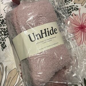 UnHide Women's Softie Socks - TWO pairs - one soft pink and one light gray